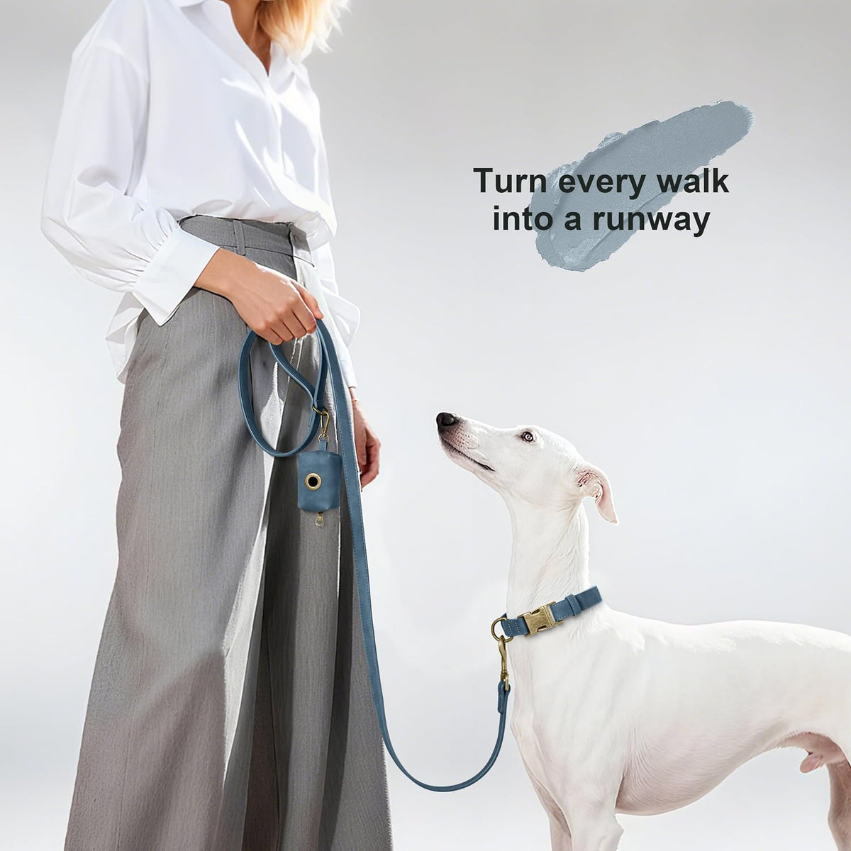 PU Leather Dog Leash for Medium Large Dogs, 3/4in x 5ft, Light Brown