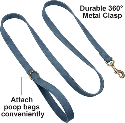 PU Leather Dog Leash for Medium Large Dogs, 3/4in x 5ft, Light Brown