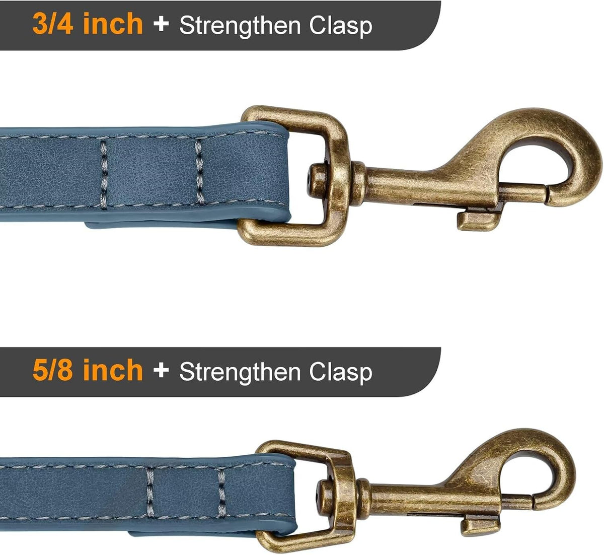PU Leather Dog Leash for Medium Large Dogs, 3/4in x 5ft, Light Brown