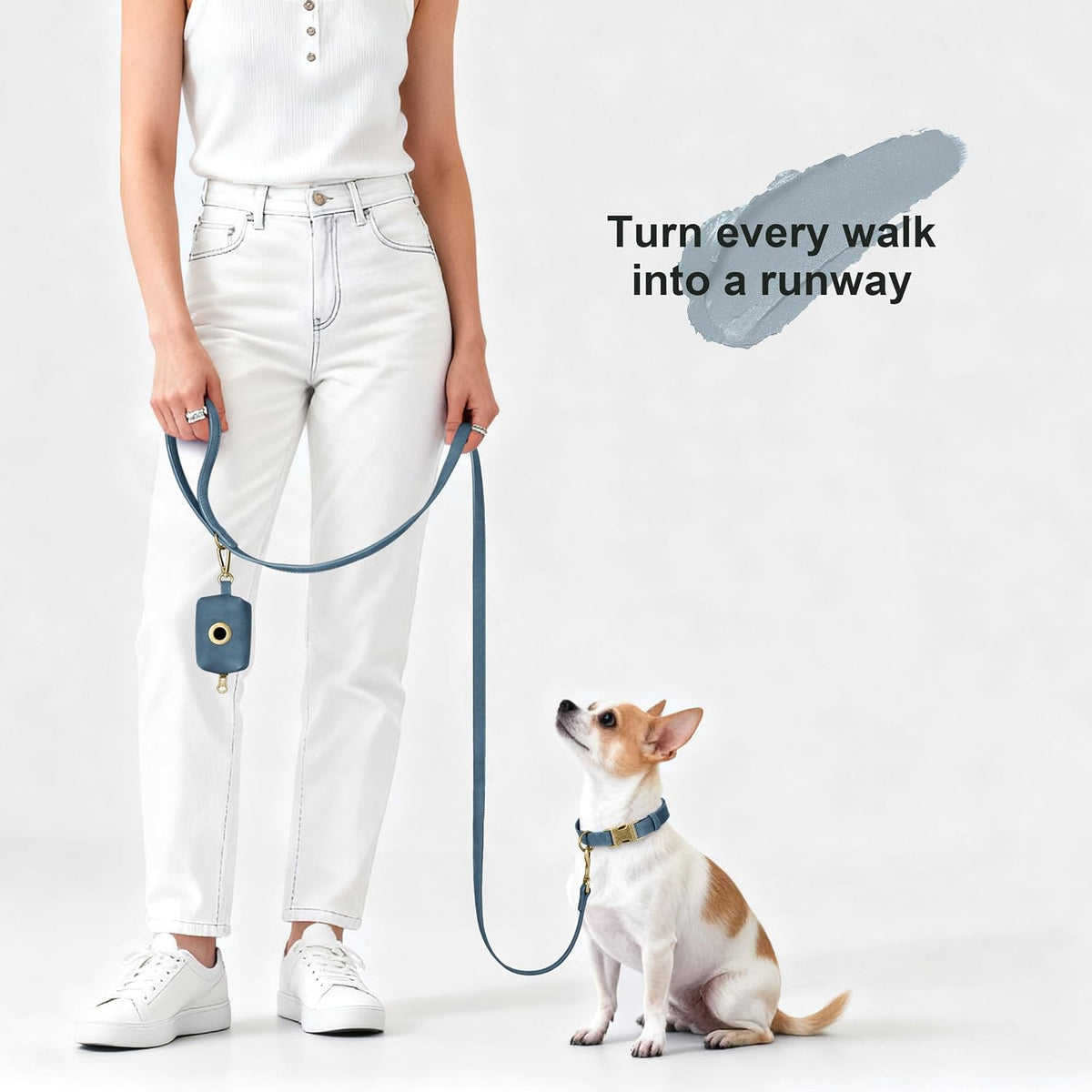 PU Leather Dog Leash for Medium Large Dogs, 3/4in x 5ft, Light Brown