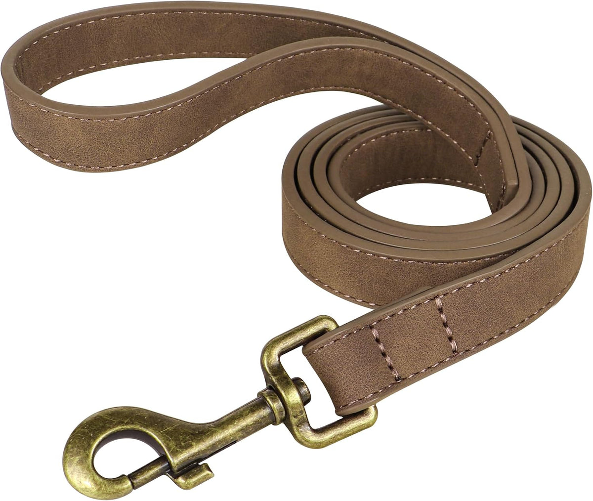 PU Leather Dog Leash for Medium Large Dogs, 3/4in x 5ft, Light Brown
