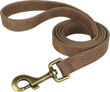PU Leather Dog Leash for Medium Large Dogs, 3/4in x 5ft, Light Brown