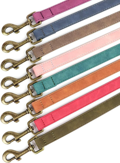 PU Leather Dog Leash for Medium Large Dogs, 3/4in x 5ft, Light Brown