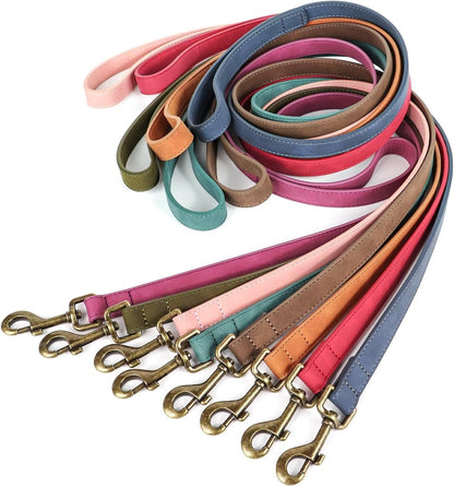 PU Leather Dog Leash for Medium Large Dogs, 3/4in x 5ft, Light Brown