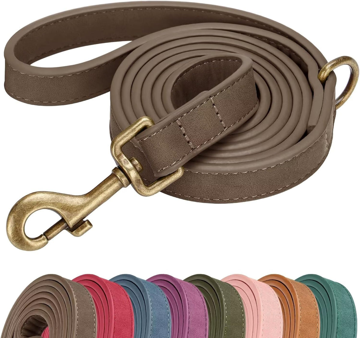PU Leather Dog Leash for Medium Large Dogs, 3/4in x 5ft, Light Brown
