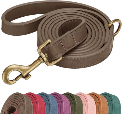 PU Leather Dog Leash for Medium Large Dogs, 3/4in x 5ft, Light Brown