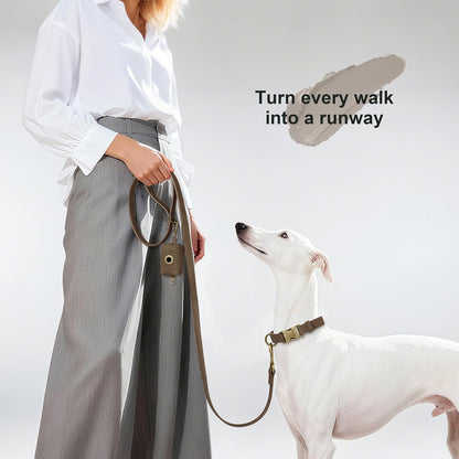 PU Leather Dog Leash for Medium Large Dogs, 3/4in x 5ft, Light Brown