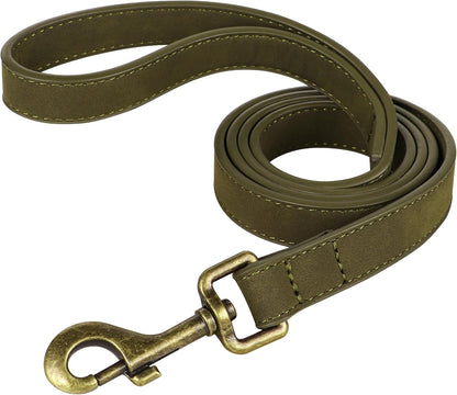 PU Leather Dog Leash for Medium Large Dogs, 3/4in x 5ft, Light Brown