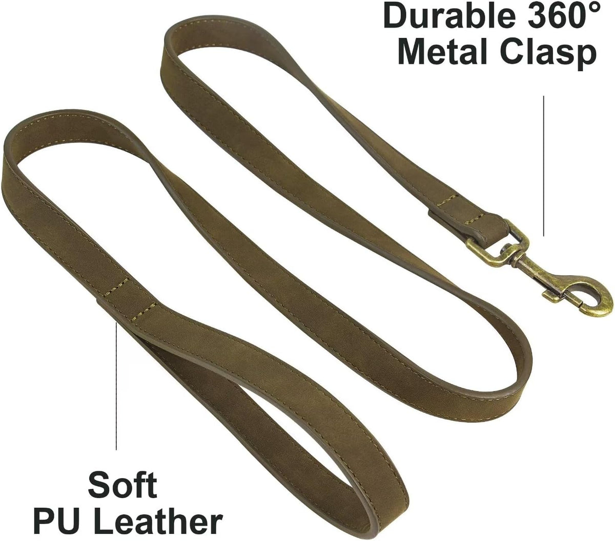 PU Leather Dog Leash for Medium Large Dogs, 3/4in x 5ft, Light Brown
