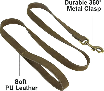 PU Leather Dog Leash for Medium Large Dogs, 3/4in x 5ft, Light Brown