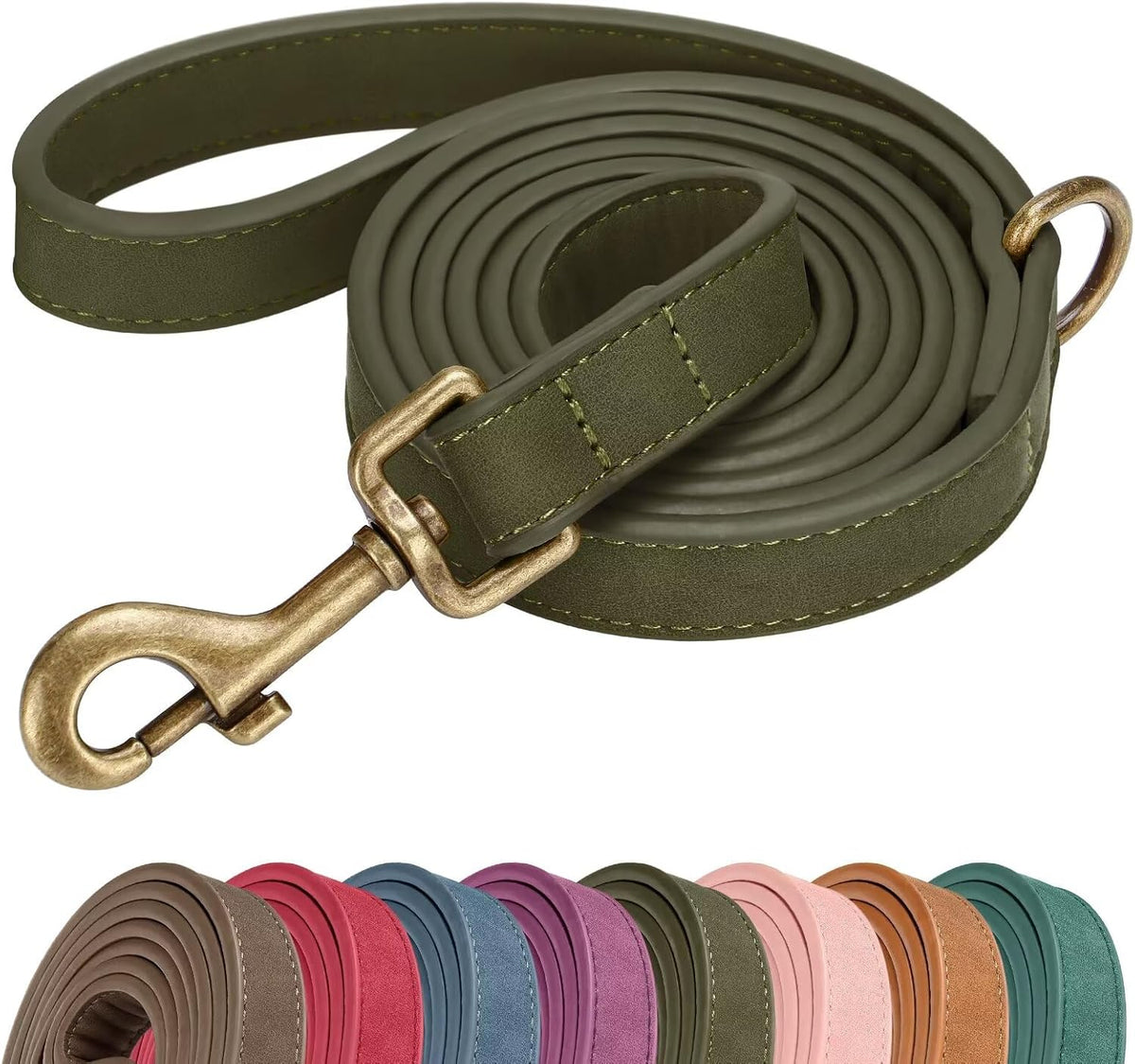 PU Leather Dog Leash for Medium Large Dogs, 3/4in x 5ft, Light Brown