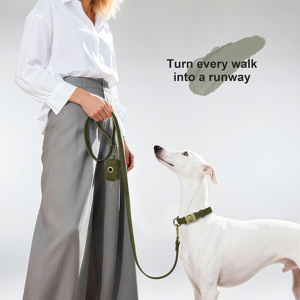 PU Leather Dog Leash for Medium Large Dogs, 3/4in x 5ft, Light Brown