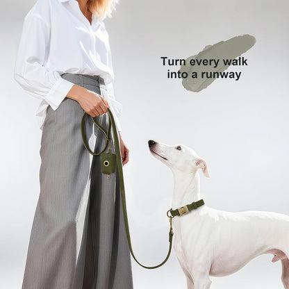 PU Leather Dog Leash for Medium Large Dogs, 3/4in x 5ft, Light Brown