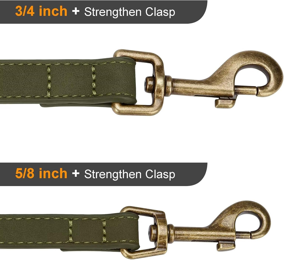 PU Leather Dog Leash for Medium Large Dogs, 3/4in x 5ft, Light Brown