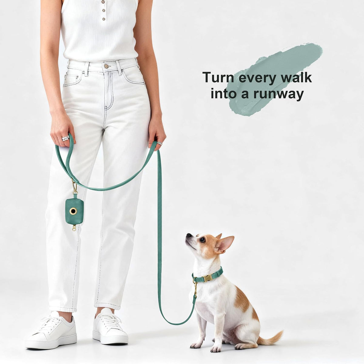 PU Leather Dog Leash for Medium Large Dogs, 3/4in x 5ft, Light Brown
