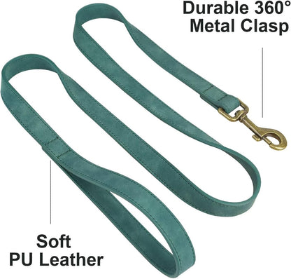 PU Leather Dog Leash for Medium Large Dogs, 3/4in x 5ft, Light Brown