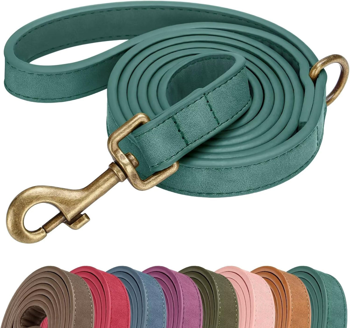 PU Leather Dog Leash for Medium Large Dogs, 3/4in x 5ft, Light Brown