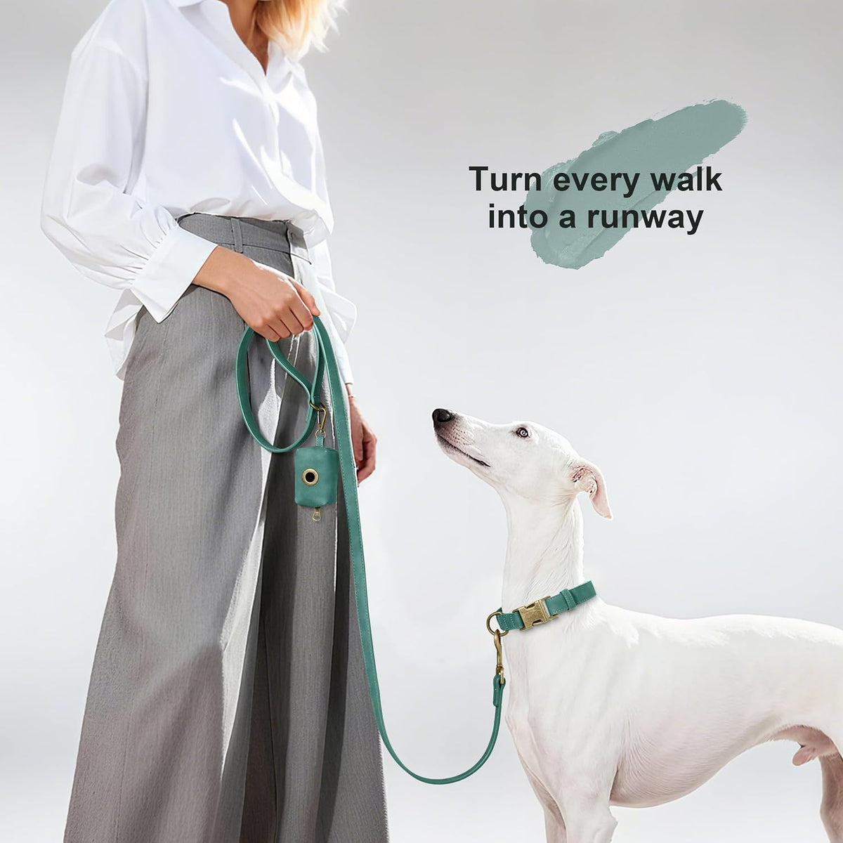 PU Leather Dog Leash for Medium Large Dogs, 3/4in x 5ft, Light Brown