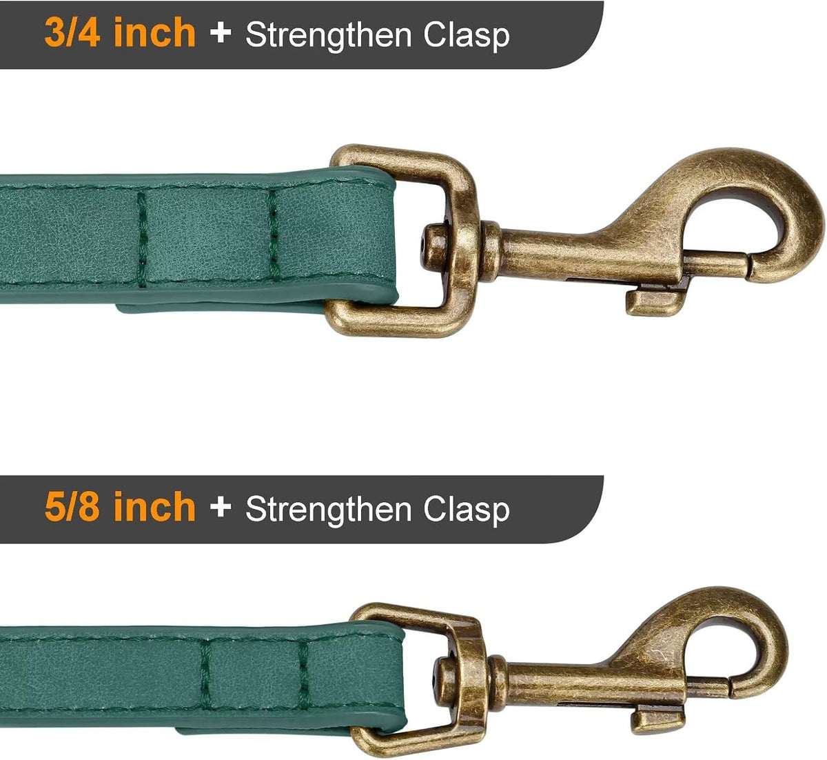 PU Leather Dog Leash for Medium Large Dogs, 3/4in x 5ft, Light Brown