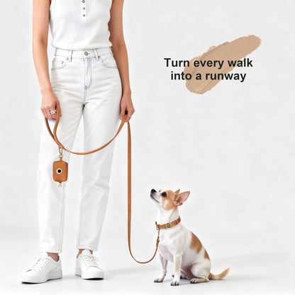 PU Leather Dog Leash for Medium Large Dogs, 3/4in x 5ft, Light Brown