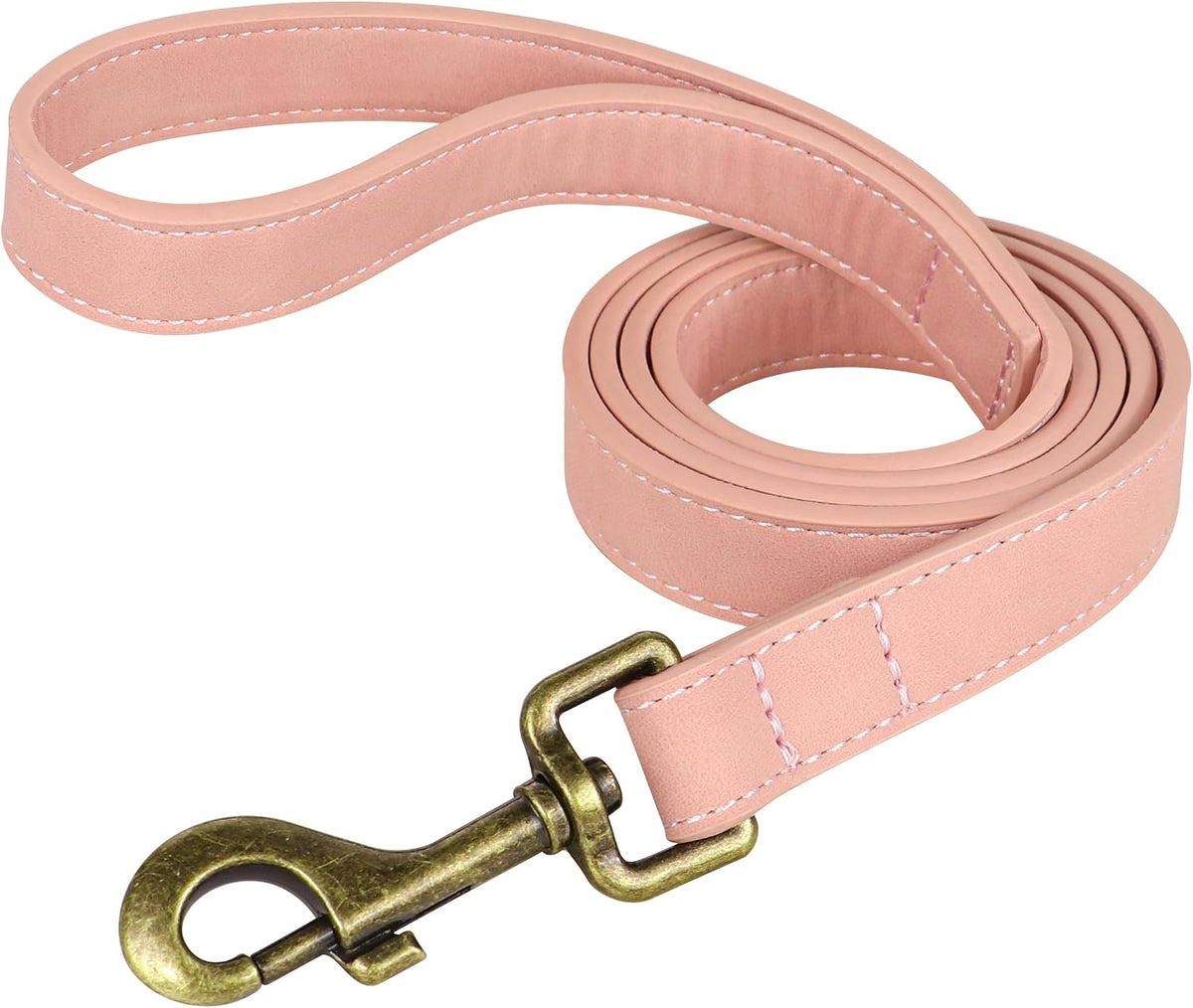 PU Leather Dog Leash for Medium Large Dogs, 3/4in x 5ft, Light Brown