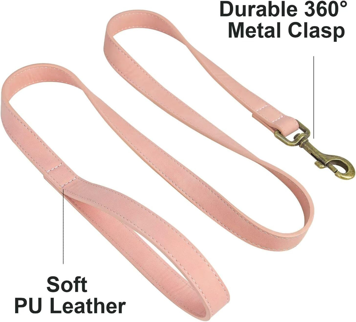 PU Leather Dog Leash for Medium Large Dogs, 3/4in x 5ft, Light Brown