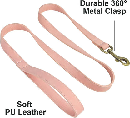 PU Leather Dog Leash for Medium Large Dogs, 3/4in x 5ft, Light Brown