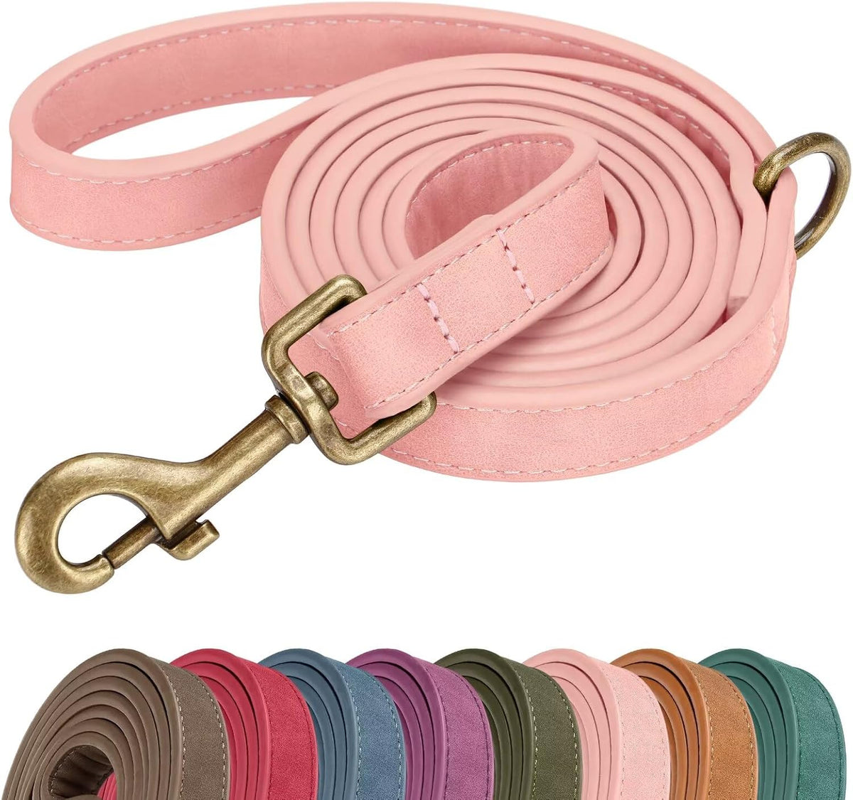PU Leather Dog Leash for Medium Large Dogs, 3/4in x 5ft, Light Brown