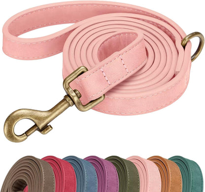 PU Leather Dog Leash for Medium Large Dogs, 3/4in x 5ft, Light Brown
