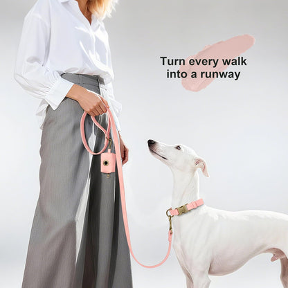 PU Leather Dog Leash for Medium Large Dogs, 3/4in x 5ft, Light Brown