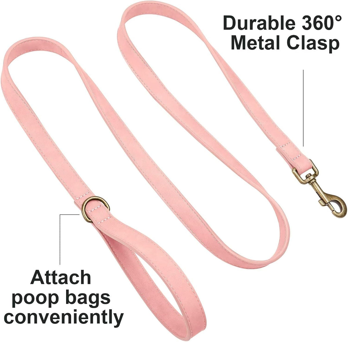 PU Leather Dog Leash for Medium Large Dogs, 3/4in x 5ft, Light Brown