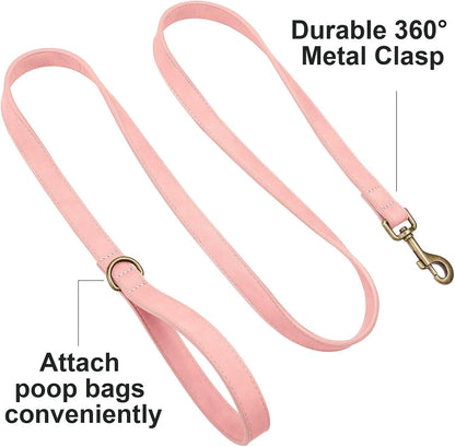 PU Leather Dog Leash for Medium Large Dogs, 3/4in x 5ft, Light Brown