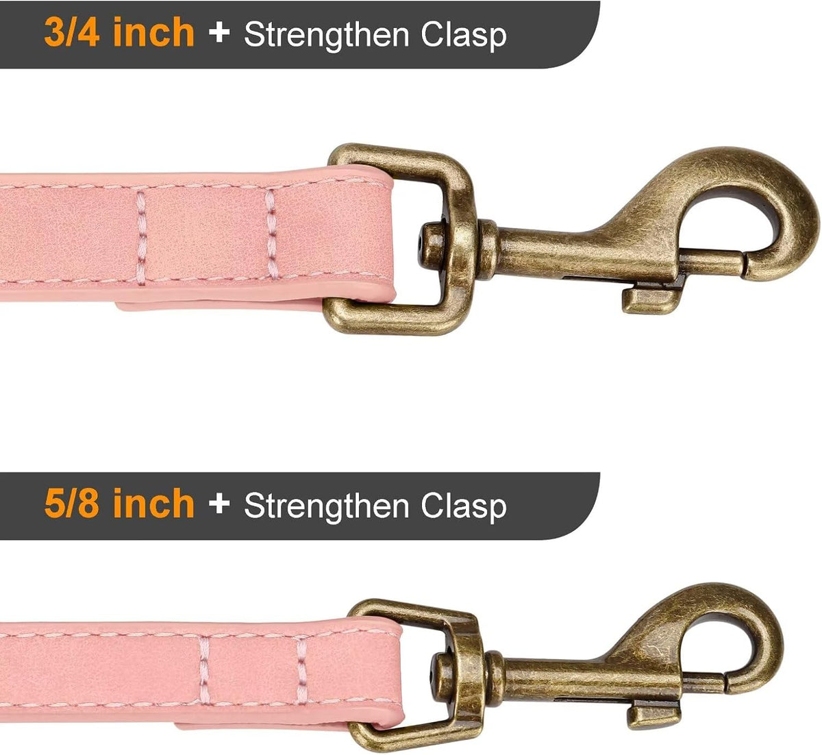 PU Leather Dog Leash for Medium Large Dogs, 3/4in x 5ft, Light Brown
