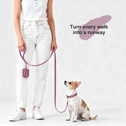 PU Leather Dog Leash for Medium Large Dogs, 3/4in x 5ft, Light Brown