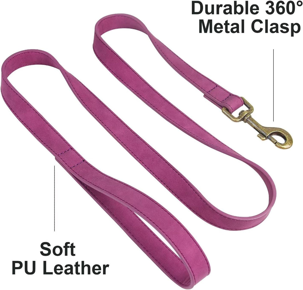 PU Leather Dog Leash for Medium Large Dogs, 3/4in x 5ft, Light Brown