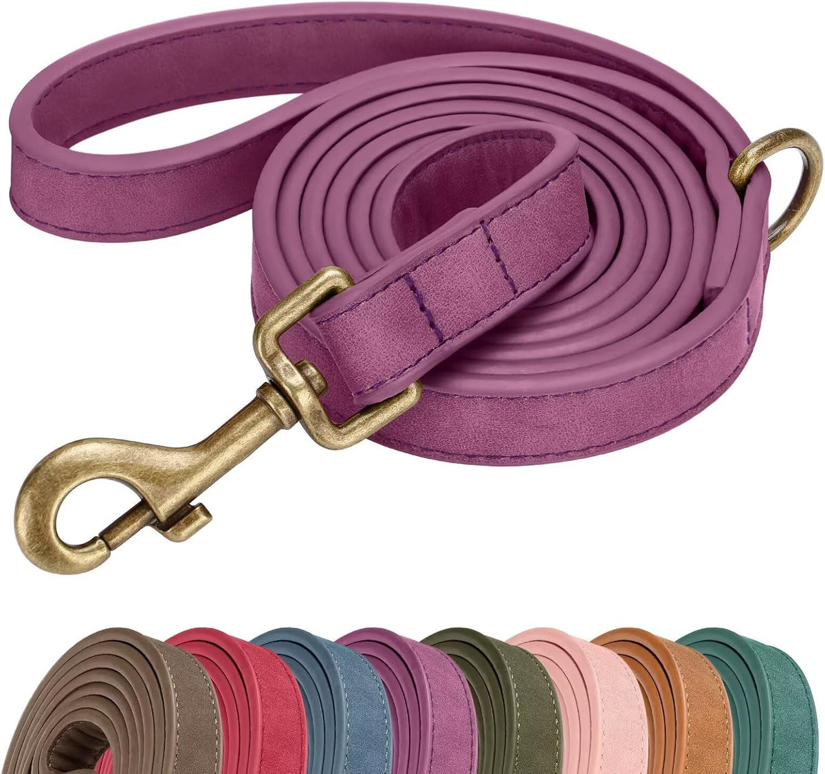 PU Leather Dog Leash for Medium Large Dogs, 3/4in x 5ft, Light Brown