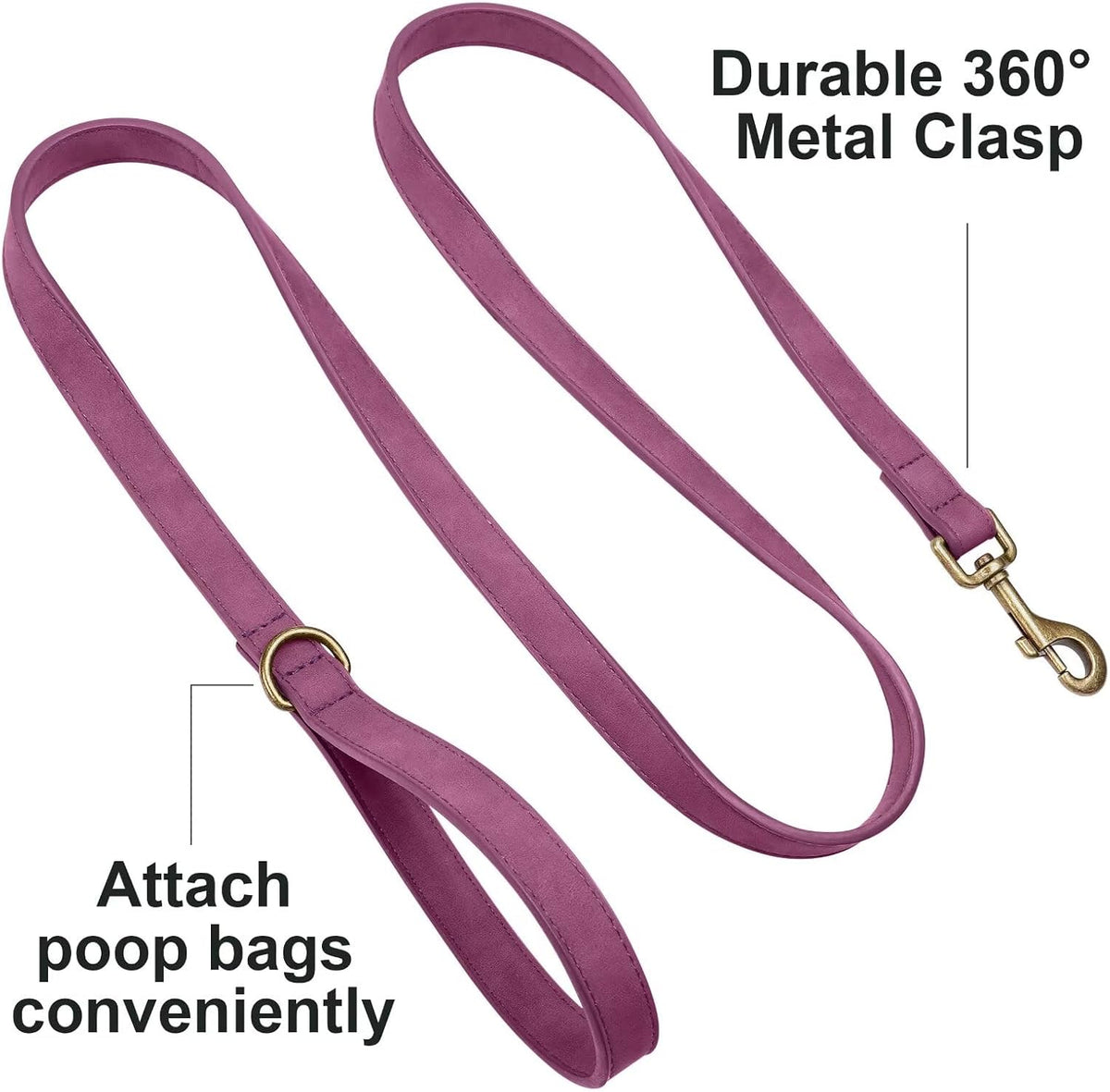 PU Leather Dog Leash for Medium Large Dogs, 3/4in x 5ft, Light Brown