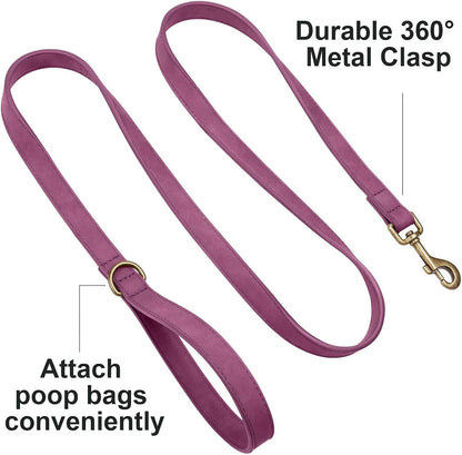 PU Leather Dog Leash for Medium Large Dogs, 3/4in x 5ft, Light Brown