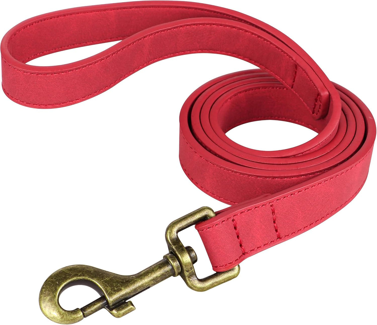 PU Leather Dog Leash for Medium Large Dogs, 3/4in x 5ft, Light Brown