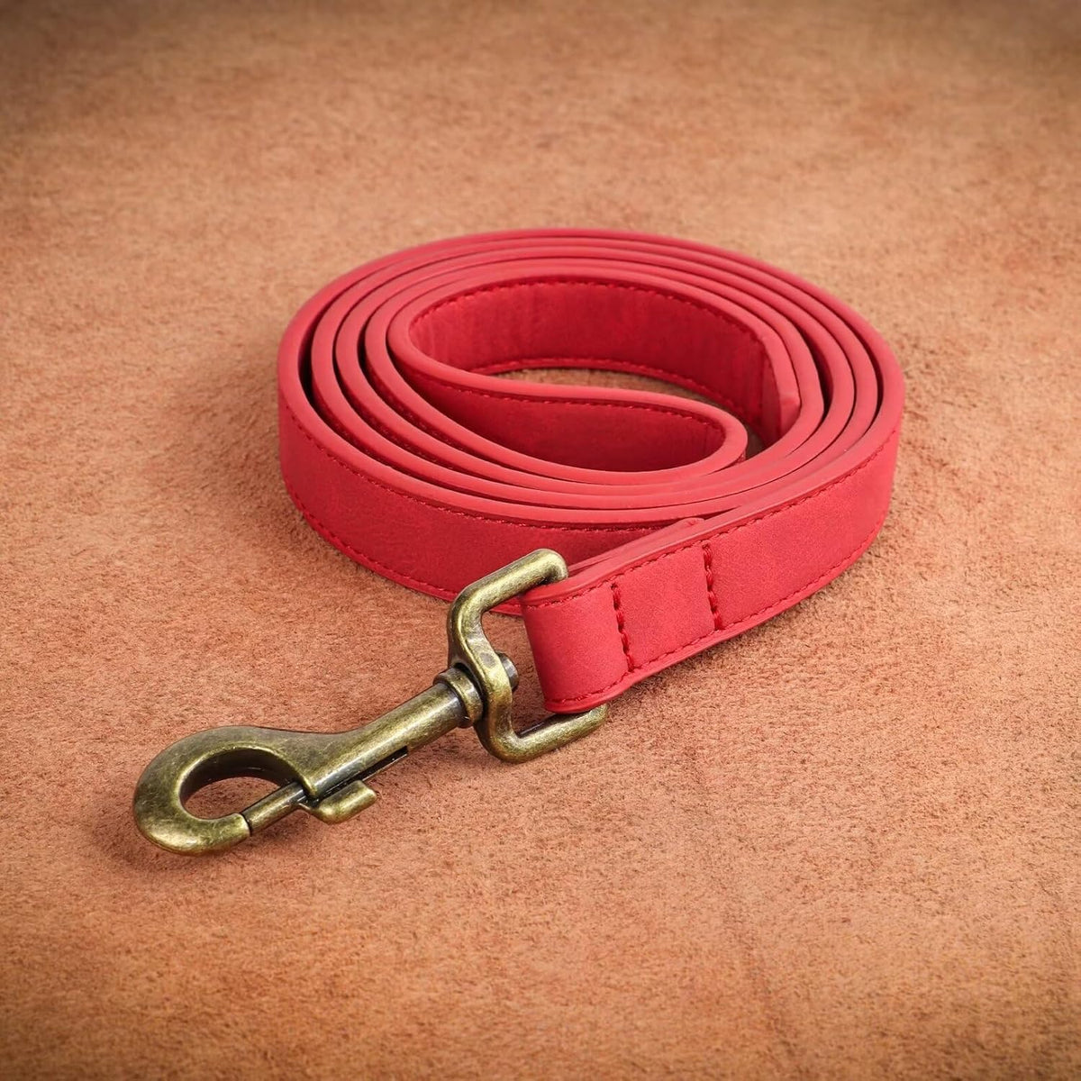PU Leather Dog Leash for Medium Large Dogs, 3/4in x 5ft, Light Brown