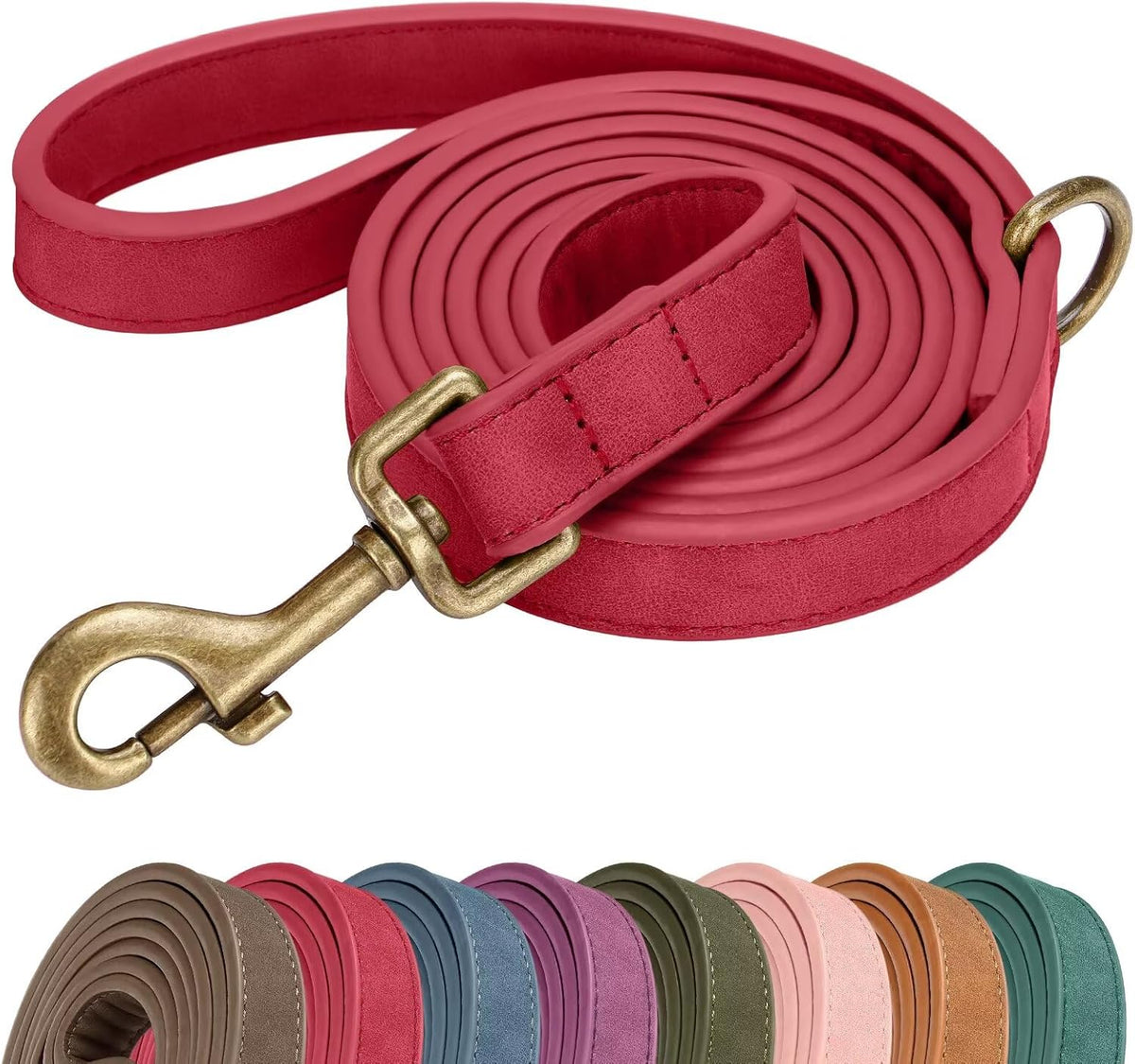 PU Leather Dog Leash for Medium Large Dogs, 3/4in x 5ft, Light Brown