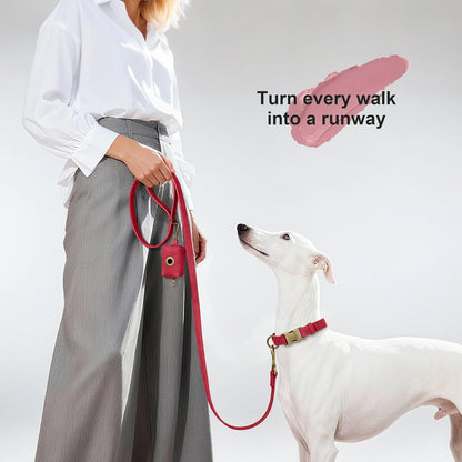 PU Leather Dog Leash for Medium Large Dogs, 3/4in x 5ft, Light Brown