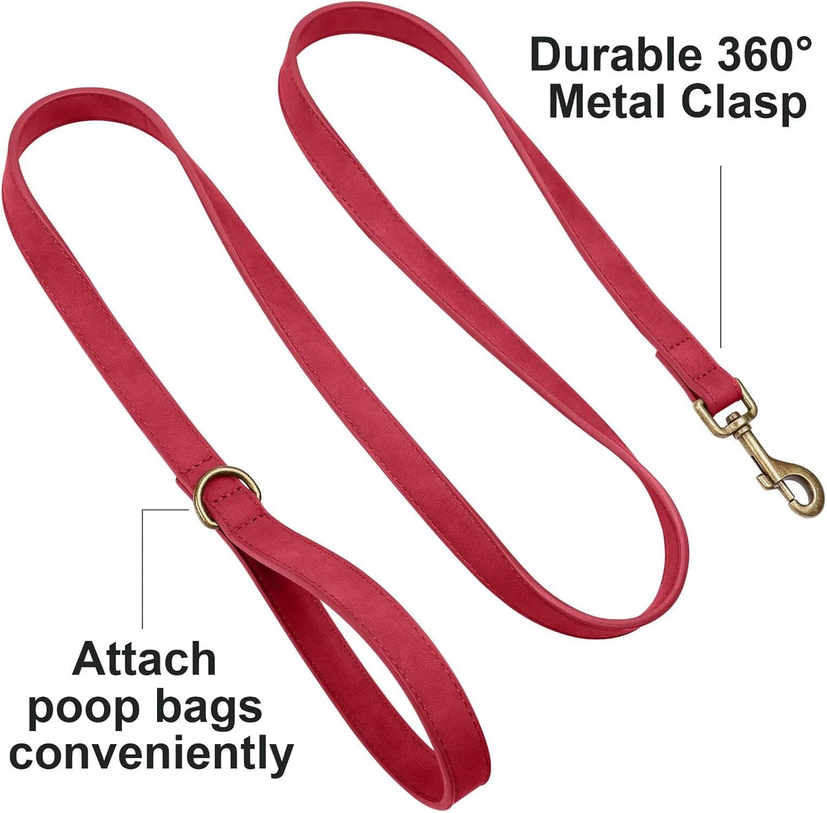 PU Leather Dog Leash for Medium Large Dogs, 3/4in x 5ft, Light Brown