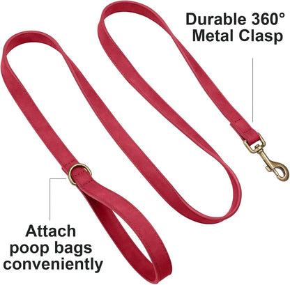 PU Leather Dog Leash for Medium Large Dogs, 3/4in x 5ft, Light Brown