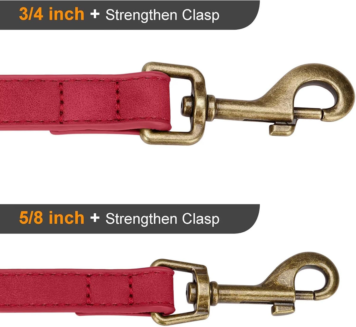 PU Leather Dog Leash for Medium Large Dogs, 3/4in x 5ft, Light Brown