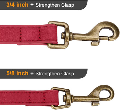 PU Leather Dog Leash for Medium Large Dogs, 3/4in x 5ft, Light Brown