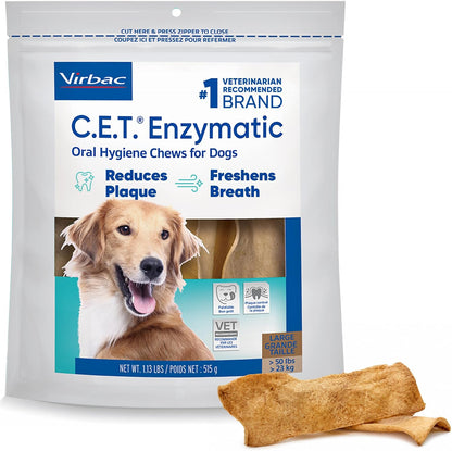 C.E.T. Enzymatic Oral Hygiene Chews for Dogs, Tartar Control, Large