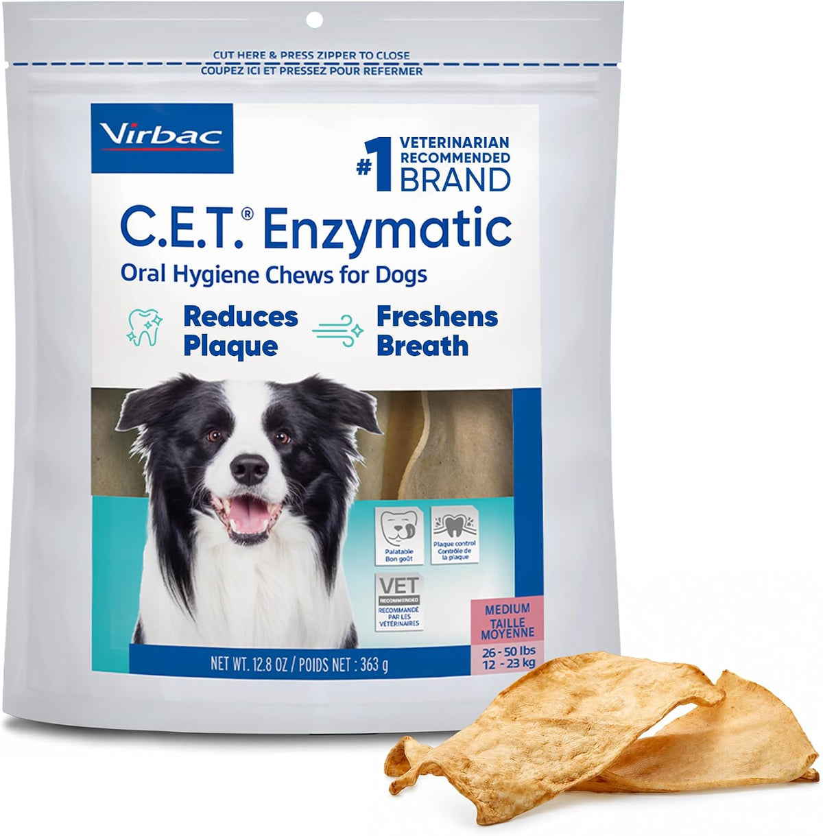 C.E.T. Enzymatic Oral Hygiene Chews for Dogs, Tartar Control, Large