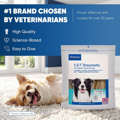 C.E.T. Enzymatic Oral Hygiene Chews for Dogs, Tartar Control, Large