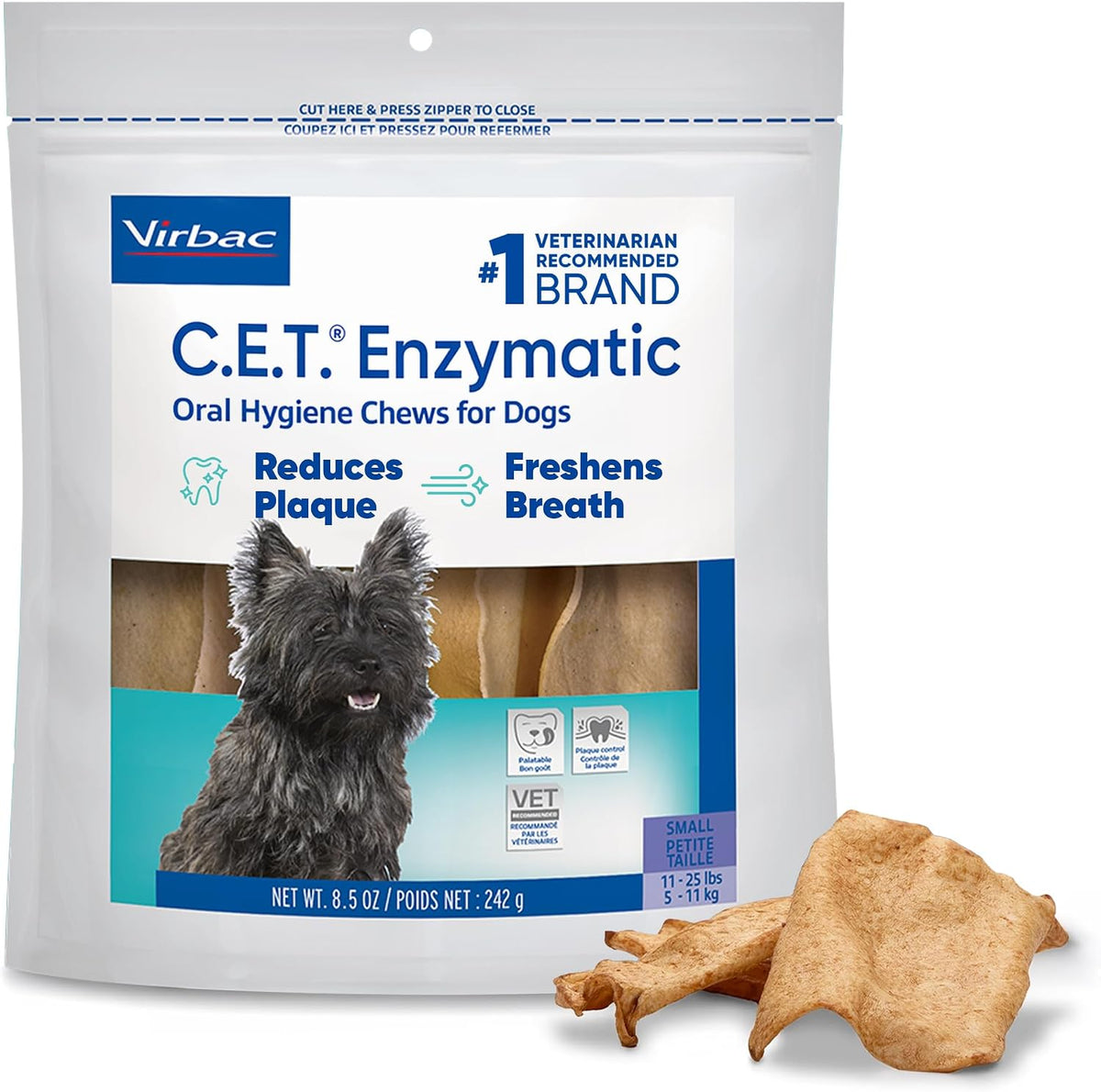 C.E.T. Enzymatic Oral Hygiene Chews for Dogs, Tartar Control, Large